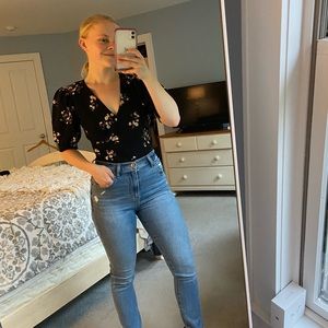 Abercrombie and Fitch floral puff-sleeve blouse